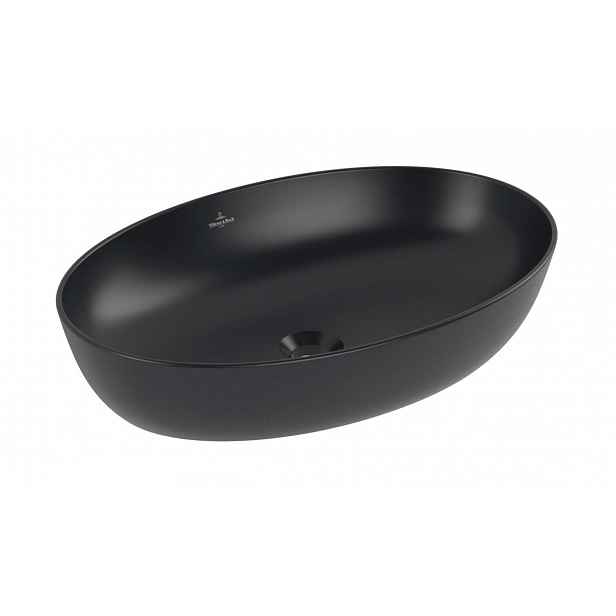 Villeroy & Boch Artis - Umyvadlo na desku 61x41 cm, bez přepadu, bez otvoru pro baterii, CeramicPlus, Pure Black 419861R7