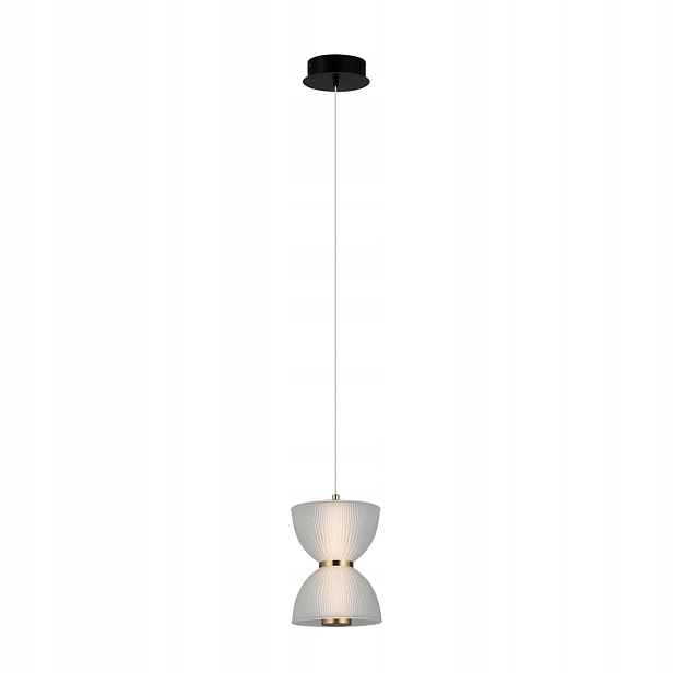 Závěsná lampa Italux Tica Led 8W černobílá, stínidlo přesýpacích hodin