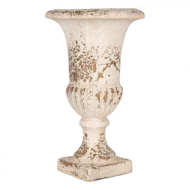 Béžový antik květináč s patinou – Elegance zašlých časů - Ø 25*42 cm Clayre & Eef