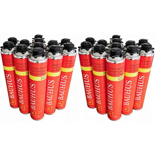 Montažní Pěna Nízkotlaká Pistolová Pěna 750ml Bauhus sada 24 kusů