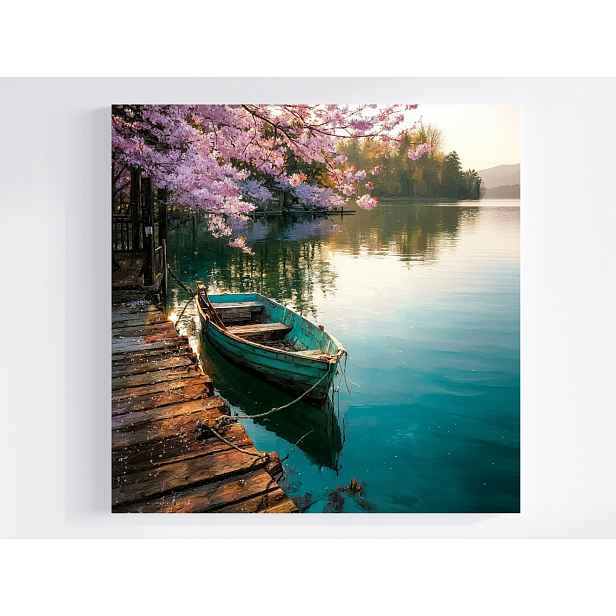 Obraz Na Plátně Canvas Krajina Jezero Přístav Most Loď Loď 50x50