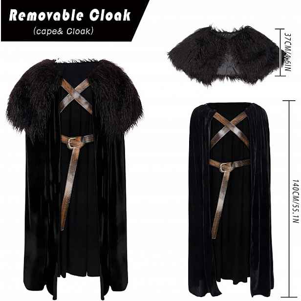 Pánská pláštěnka s vikingskou kožešinou, středověká hra o trůny Cosplay