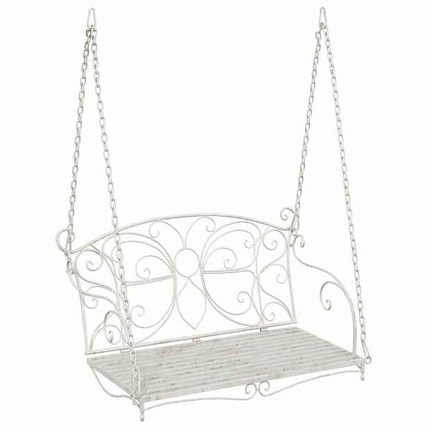 vidaXL Houpací lavička Ocel 105,5 x 61 x 56 cm Antická bílá