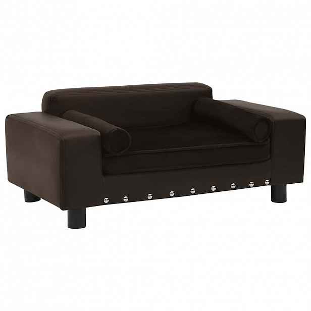 vidaXL Pohovka pro psy hnědá 81 x 43 x 31 cm plyš a umělá kůže