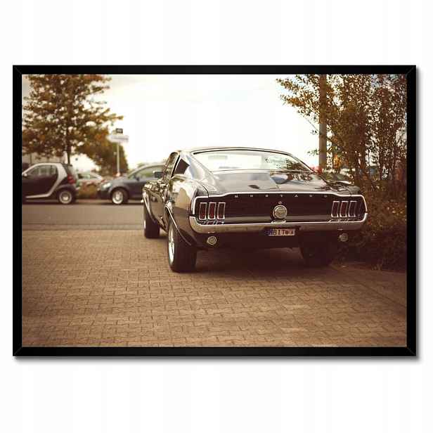 Plakáty v rámu 70x50 Ford Mustang černo-bílé