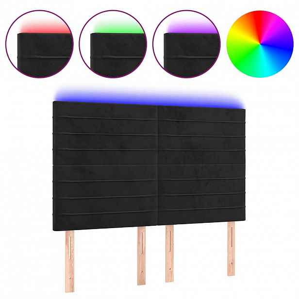 vidaXL Čelo postele s LED černé 144x5x118/128 cm samet