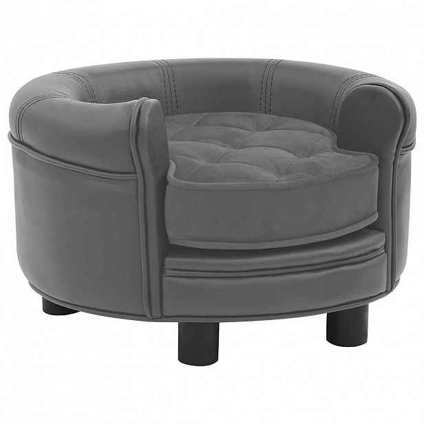 vidaXL Pohovka pro psy šedá 48 x 48 x 32 cm plyš a umělá kůže