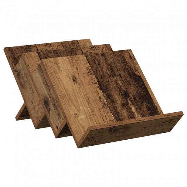 vidaXL Regál na časopisy s policí Staré dřevo 53 x 40 x 28,5 cm