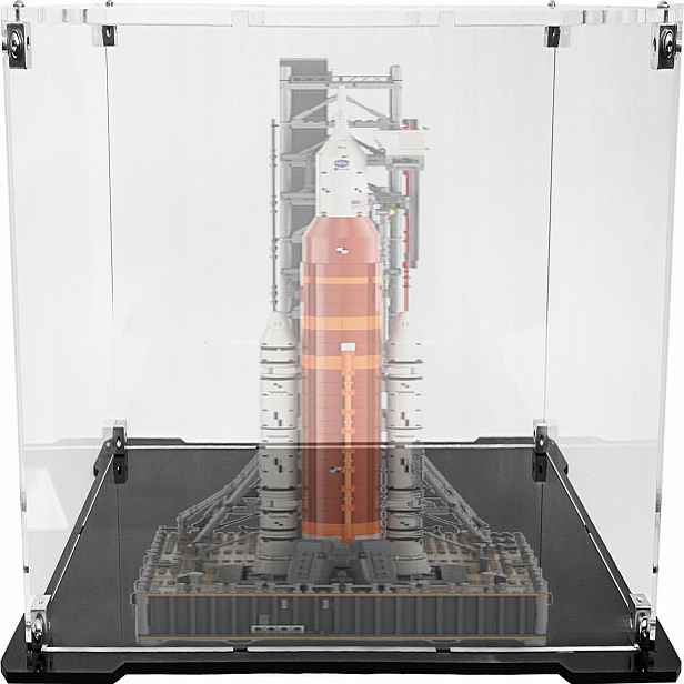 Vitrína s černým podstavcem pro stavebnici Lego 10341 Raketa Sls Nasa Artemis