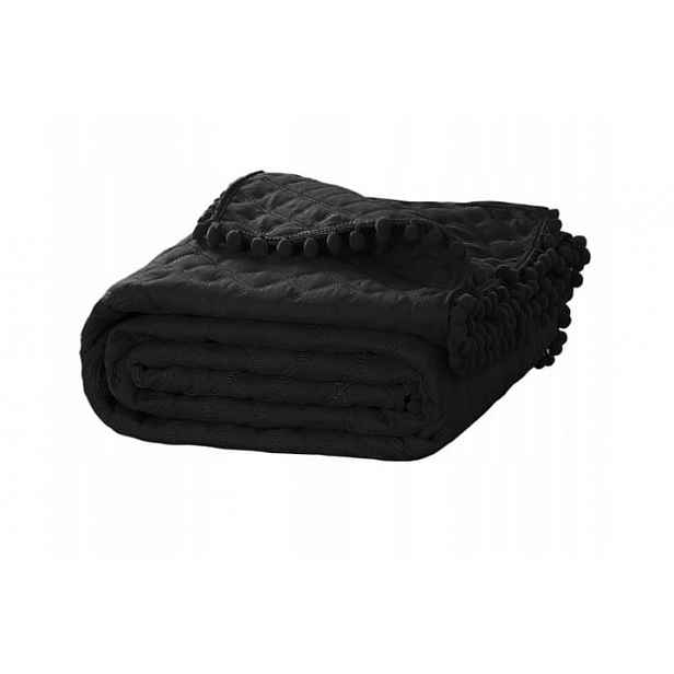 Černá Prošívaný Přehoz s Bambule 200x220 Pompoo