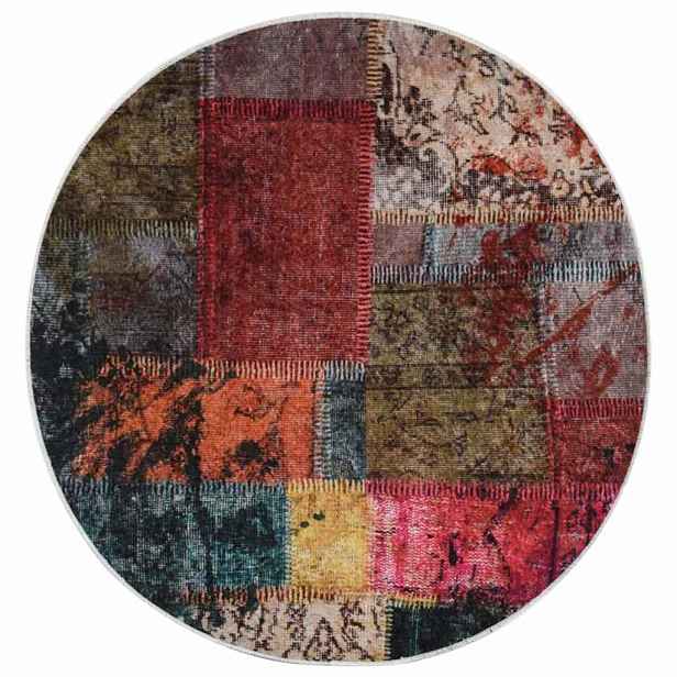 vidaXL Koberec pratelný patchwork ⌀ 120 cm vícebarevný