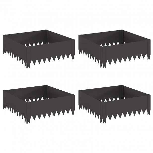 vidaXL Okraj trávníku 4 ks 60 x 60 x 20 cm Ocel Černá
