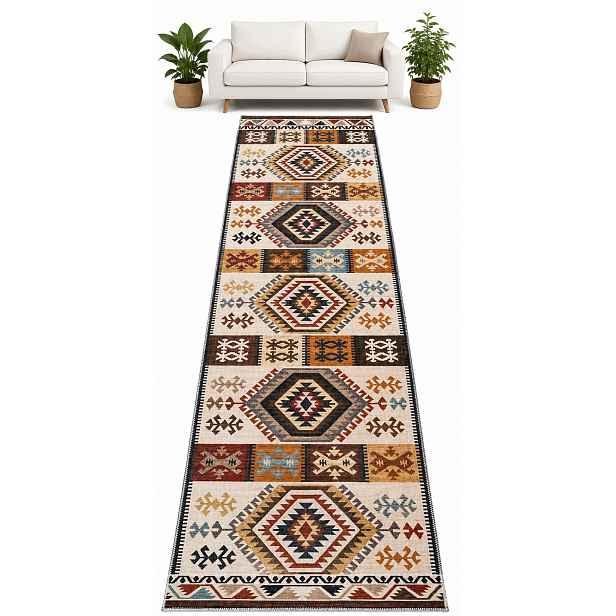 Koberec Běhoun Koberec 80x300 cm Protiskluzový Vintage do kuchyně Předsíně Obývacího pokoje