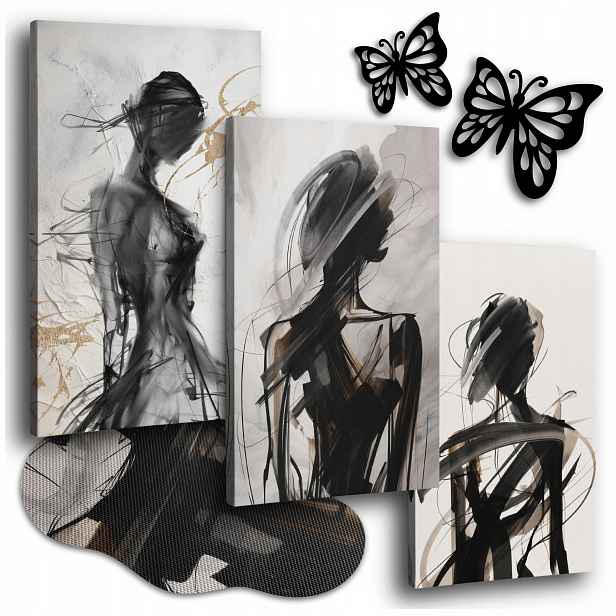 Obraz Na Plátně 150x70 cm Obrazy Do Obývacího Pokoje Moderní Siluety Žen 3ks