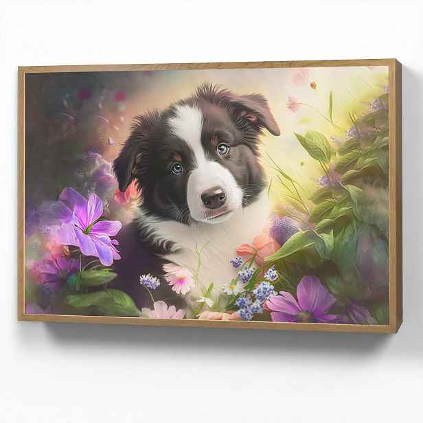 OnlyWow DOBÍJECÍ NOČNÍ LAMPIČKA Štěně - Slunce - Květiny - Příroda - Border kolie - Pes 90x60 cm