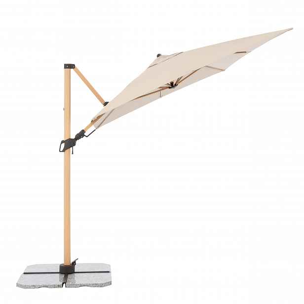 Výkyvný zahradní slunečník s boční tyčí s ULTRA UV ochranou Doppler ALU WOOD 220 x 300 cm, přírodní DP451268820