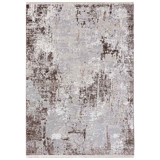 Koberec do obývacího pokoje béžový 140x200 cm abstraktní moderní měkký Oeko-Tex