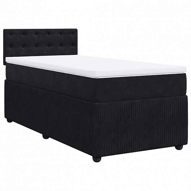 vidaXL Box spring postel s matrací černá 90x200 cm samet