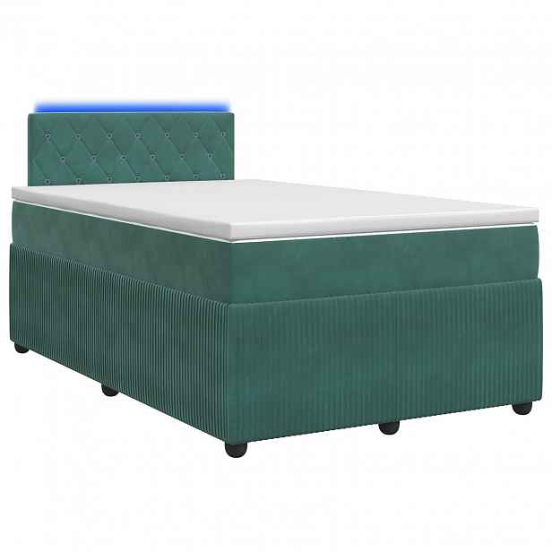 vidaXL Postel boxspring s matrací Tmavě zelená 120 x 200 cm Samet