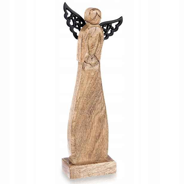 Figurka Anděla Z Mangového Dřeva 34 CM Orion – Vánoční Dekorace