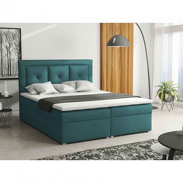 Manželská kontinentální postel 140x200 GOSTORF 2 - modrá + topper ZDARMA