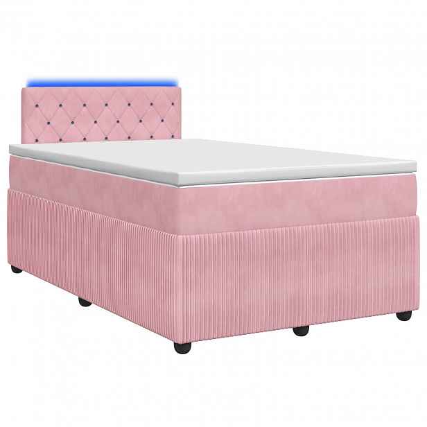 vidaXL Postel boxspring s matrací s čelo Růžová 120 x 200 cm Samet