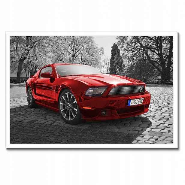 Plakáty v rámu 60x40 Červený Ford Mustang Usa