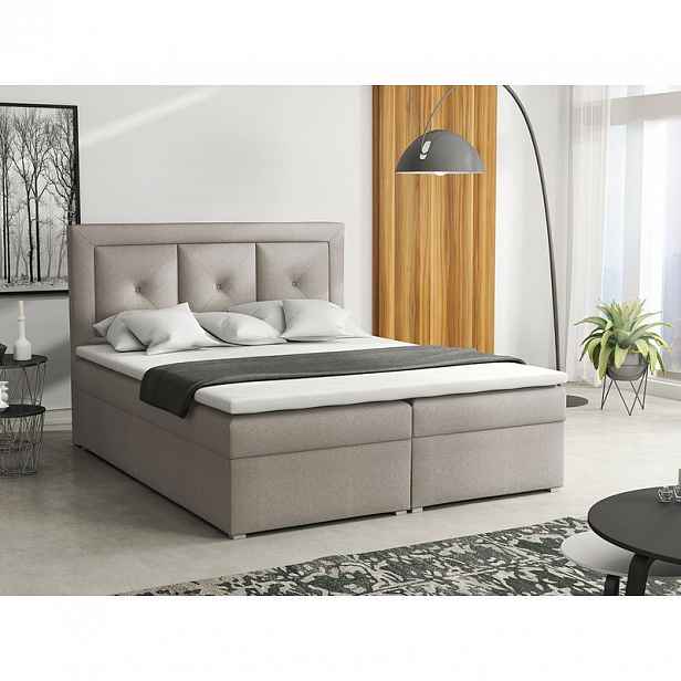 Manželská kontinentální postel 140x200 GOSTORF 2 - krémová + topper ZDARMA