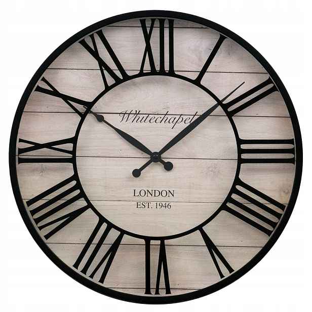 Nástěnné Hodiny Černé Hnědé 40 cm London Efekt Dřeva Loft Moderní