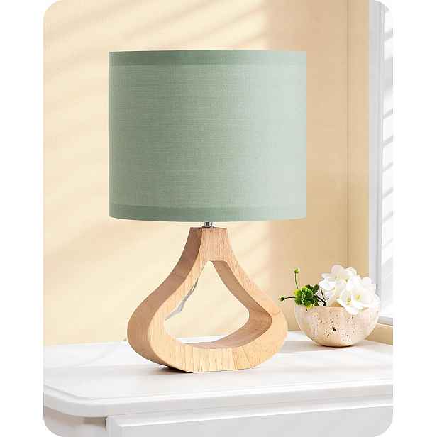Noční Lampy Stativ Dřevěné Lněné Stínidlo Vintage Sada 2 Ks E27