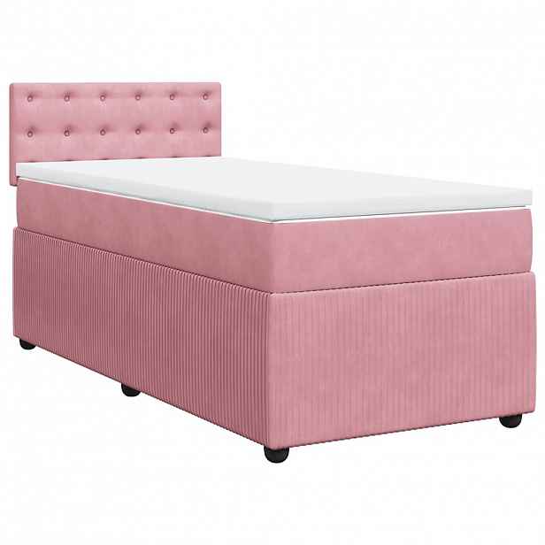 vidaXL Box spring postel s matrací růžová 90x200 cm samet
