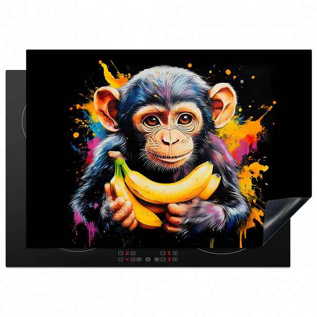 MuchoWow KRYT NA INDUKČNÍ DESKU Opice - Graffiti - Barevné - Banány - Moderní 75x52 cm