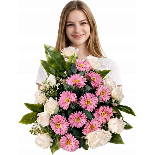 Smuteční Kytice Na Hrob Kompozice Hřbitov Růže Květiny Velká Premium 60 cm 1