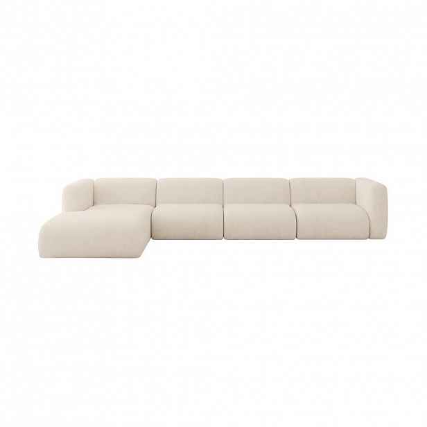 ALTDECOR ROHOVÁ SEDAČKA S LEVOU OTOMANOU MIRA-L3 409x179x70 Béžová Velur
