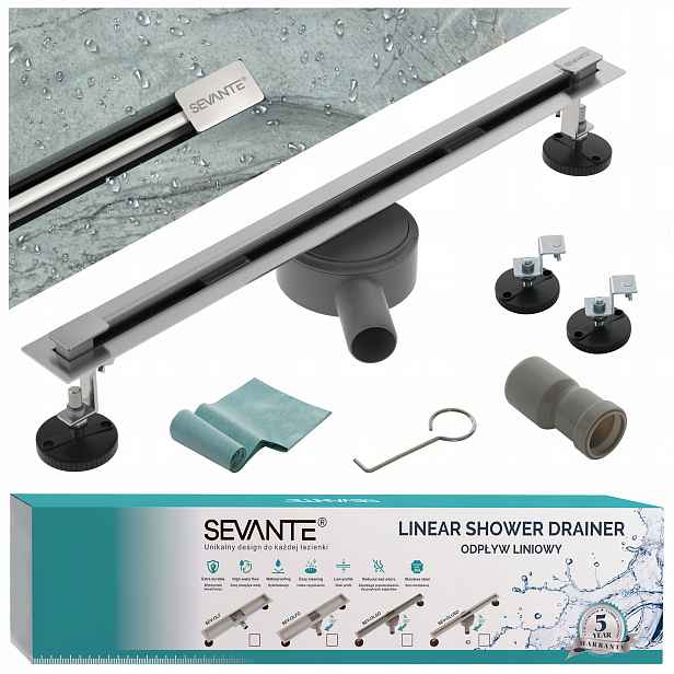 Lineární odtok Ultra Slim 80 cm otočný sifon z nerezové oceli ocel