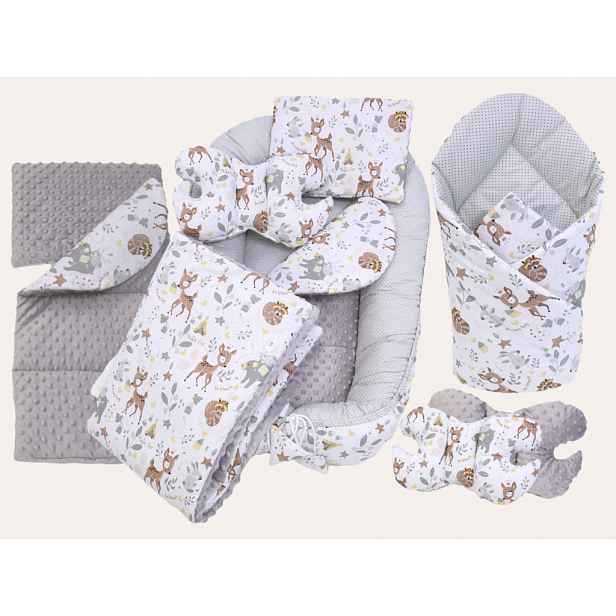 eliNeli Set do postýlky - 7dílná sada Lesní zvířátka s teepee