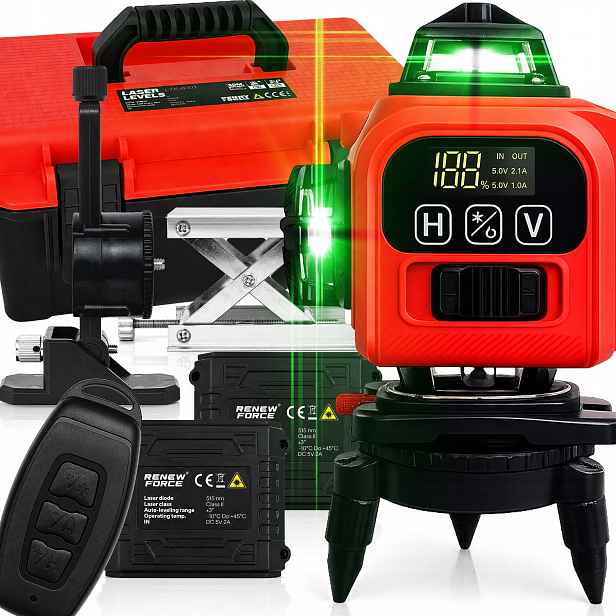 Laserová Vodováha Laser Křížový Samonivelační 360 4D Zelená 16 Linií