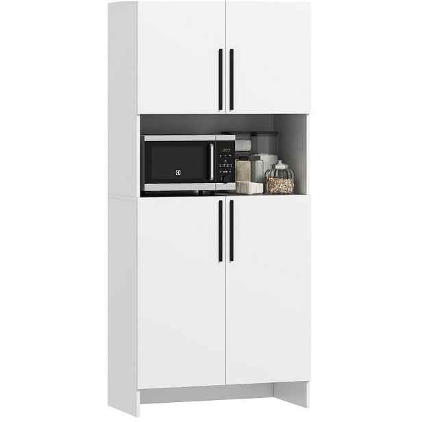 Modenvie BUFFET skříňka ze dřeva, 79/40/175 cm bílá s pracovní deskou