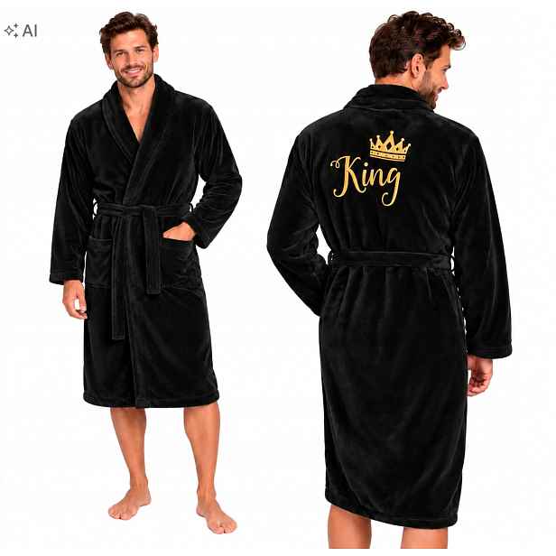 Pánský Teplý Župan L/XL Dlouhý Měkký Elegantní King Dárek K Narozeninám