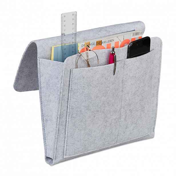 Relaxdays ORGANIZÉR světle šedá plsť 5 přihrádek 26x28x5 cm
