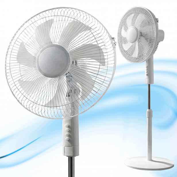 Podlahový Ventilátor Stojící Větrák Tichý Výkonný 5 Lopatek Dálkový Ovladač 3 Rychlostní Stupně