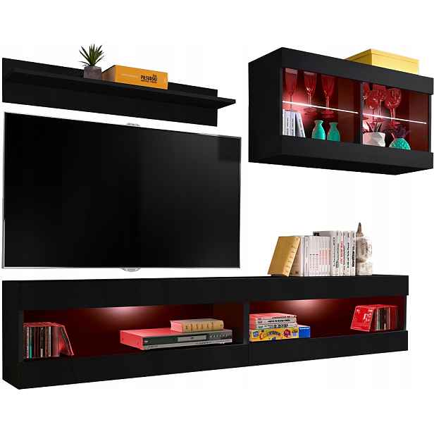 Sada nábytku Rtv Tivoli SET6 Černá/Černá, Rgb Led
