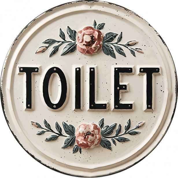 TEMU 2D plochá - Retro styl 1ks "Značka WC/Koupelna" Dřevěná nástěnná dekorace - Kulatá vintage plaketa, ideální jako dárek na kolaudaci, na statek,