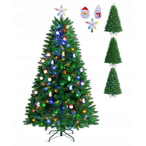 Umělý vánoční stromek 180 cm s Led světly, 9 režimů, nový