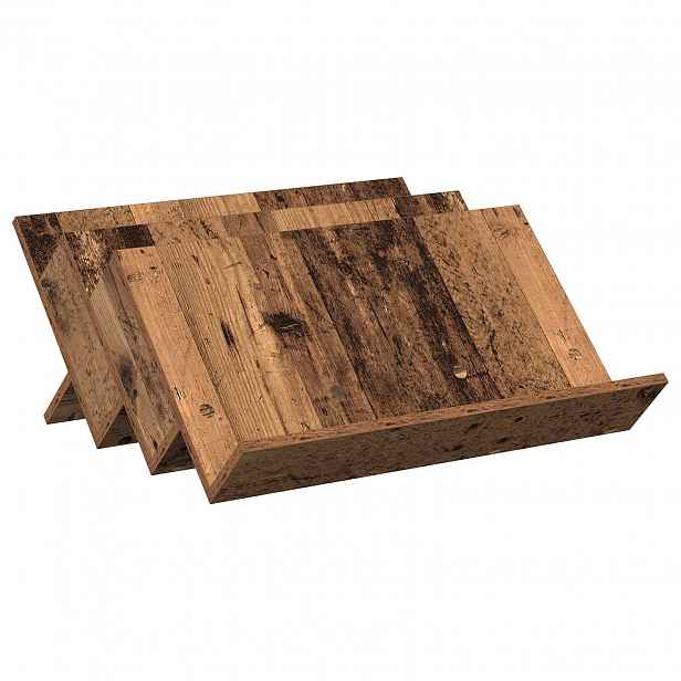 vidaXL Regál na časopisy s policí Staré dřevo 65 x 53 x 28,5 cm