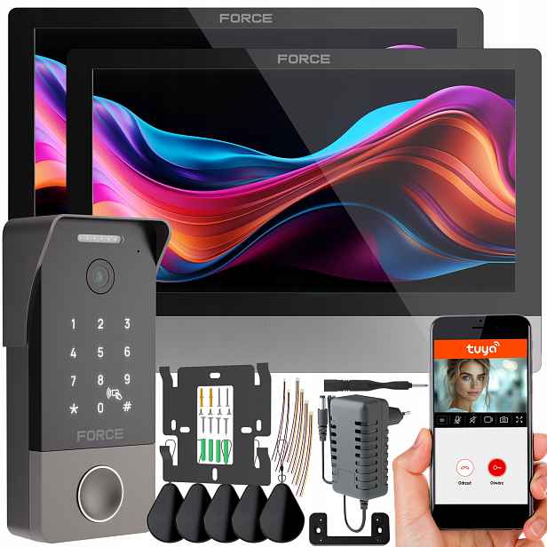 Videodomofon Force Myway Pro 2X Monitor 10" Černý WiFi Tuya Klíčenky