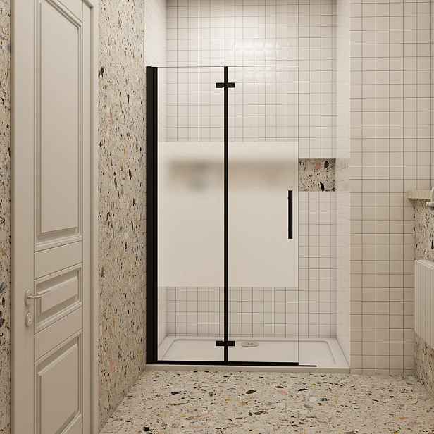 Zalamovací WALK-IN zástěna Melody Black Line WF1 90x195, čiré sklo