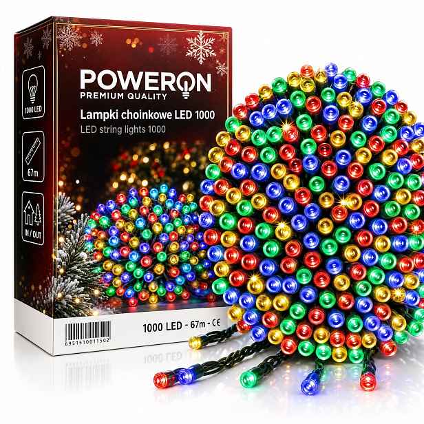 Vánoční Osvětlení Na Stromeček 1000 Led Flash 67 m Multicolor Na Venkovní Stromeček