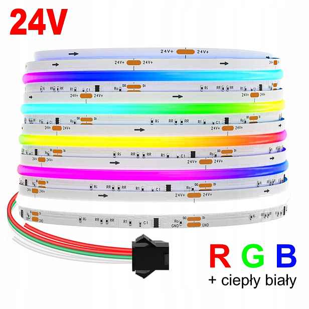 Digitální Led pásek Cob Wled WS2814 Rgbic Bílý teplý 784 LED/m 24V 5 m