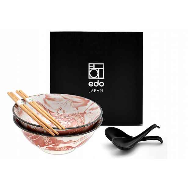 Sada 2 misek s lžícemi a paličkami – Ramen Dragon Pink 1000 ml Box